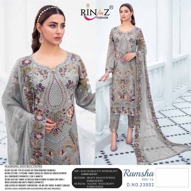 Rinaz Ramsha 13 Georgette Heavy Work Festive Wear Pakistani Salwar Kameez Collection